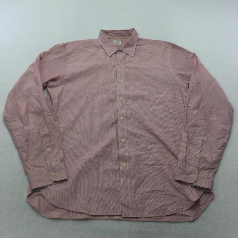 J.Crew Shirt Mens Large Red White Stripe Cambridge Long Sleeve Button Up Casual